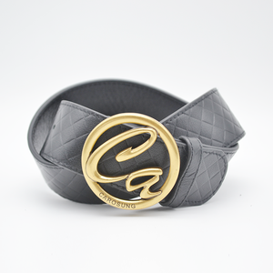 Carosung da donna in vera pelle nera <span class=keywords><strong>oro</strong></span> in ottone massiccio fibbia di marca cintura di moda personalizzata - Product Image 5