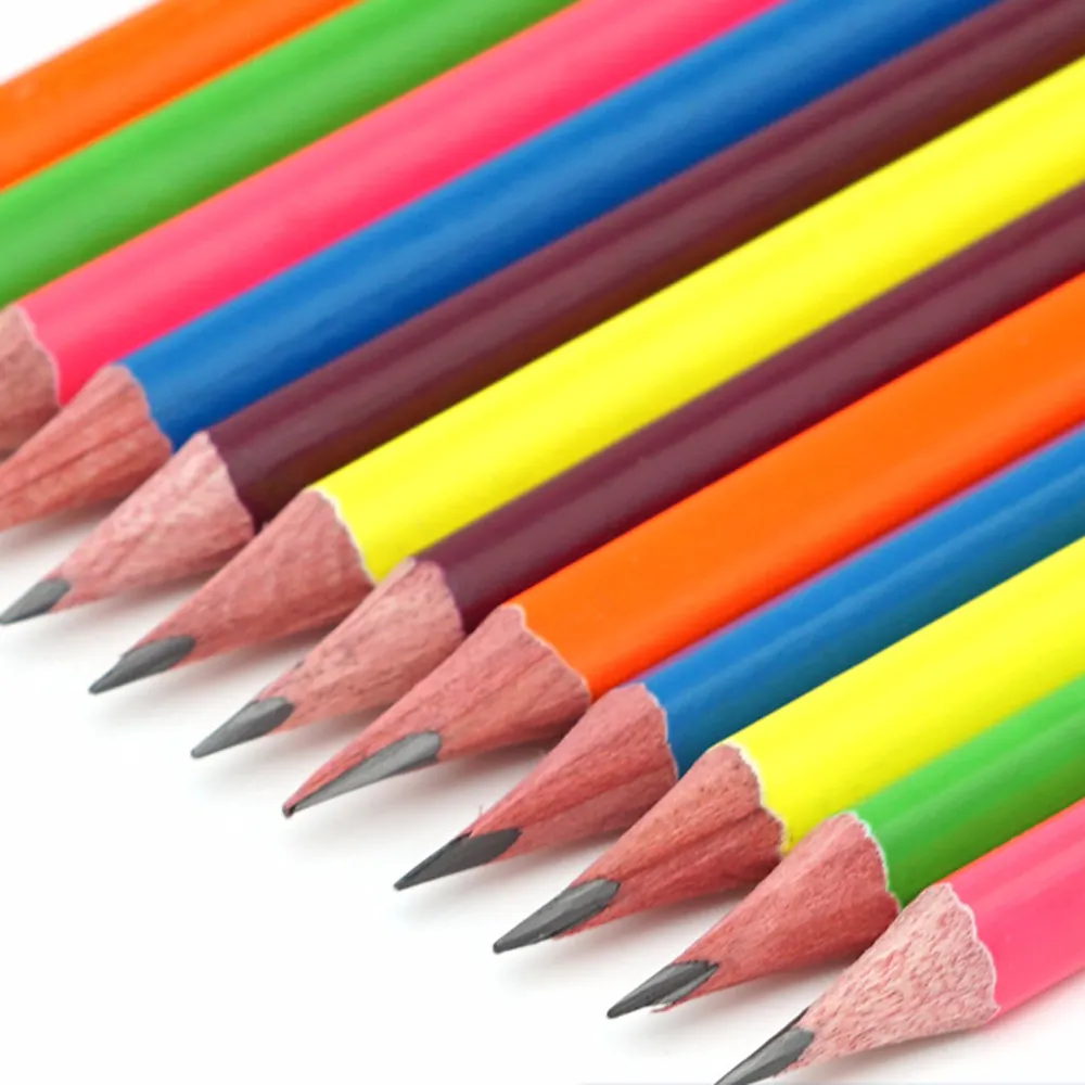 Wholesale set of different Bold and bright colored wooden pencil