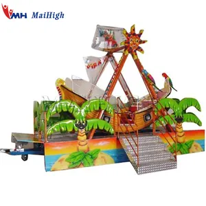 Jeu de carnaval mini manège petit bateau pirate avec remorque pour enfants