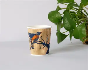 Single Wall Paper Cups 8oz/12oz/16oz Single Double Ripple Wall Paper Cup Disposable Paper Coffee Cup Black With Lid And Sleeve