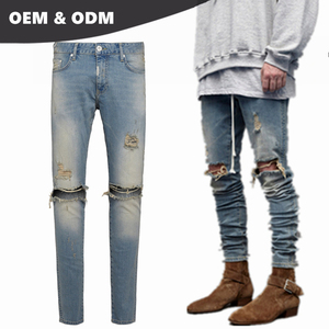 OEM proprio marchio guangzhou jeans mercato comprare jeans in massa mens strappato Spray destroyer denim dei jeans 11 - Product Image 1