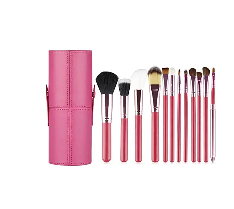 High Quality Leather Box Packed Wood Cosmetic brush Makeup Brushes Free Samples Makeup Brush Set