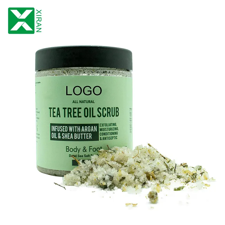 herbal tea tree dead sea salt 250ml natural salt scrub exfoliating private label body scrub