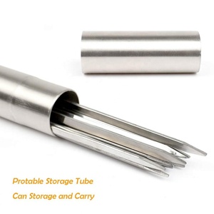 Bộ Xiên Nướng BBQ Bằng Thép Không Gỉ Xiên Kim Loại Dẹt 14 Inch Để Nướng - Product Image 4