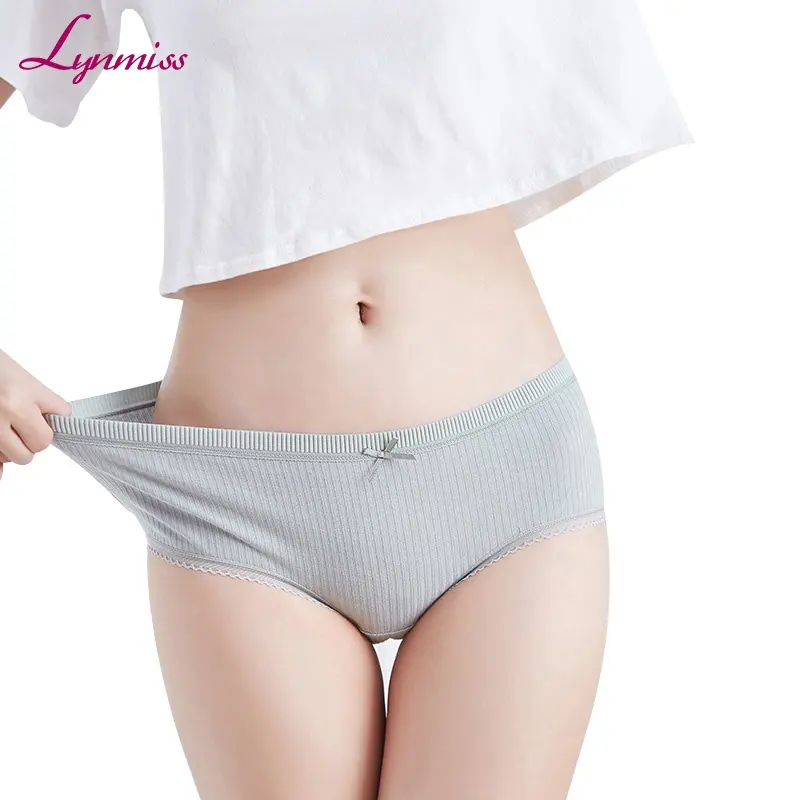 Lynmiss-bragas de tela de algodón para mujer, ropa interior Sexy de encaje de alta calidad, último diseño