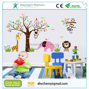 Casa etiqueta moda niños <span class=keywords><strong>selva</strong></span> OEM colorido grande vinilo removible / pvc etiqueta de la pared - Product Image 2