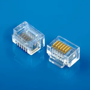 Conector modular am 6p6c 6pin rj24 rj12, conector de corpo curto com plug para pcb XL-215