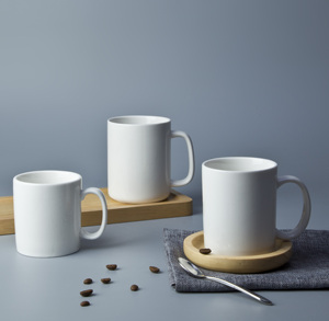 Venta caliente restaurante de 280ml blanco puro recto respetuoso del medio ambiente de porcelana taza