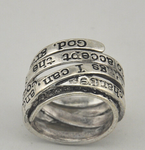 Antique <strong>Silver</strong> Plated Word Engraved Personalized Custom Initial Tiered <strong>Stacking</strong> <strong>Ring</strong> - Product Image 4