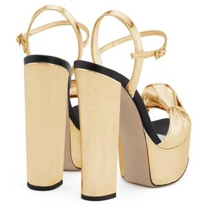HMS177 nuova moda estate tacco alto sandalo per le donne splendente Bling Gold piattaforma con tacco spesso stile Outdoor - Product Image 3