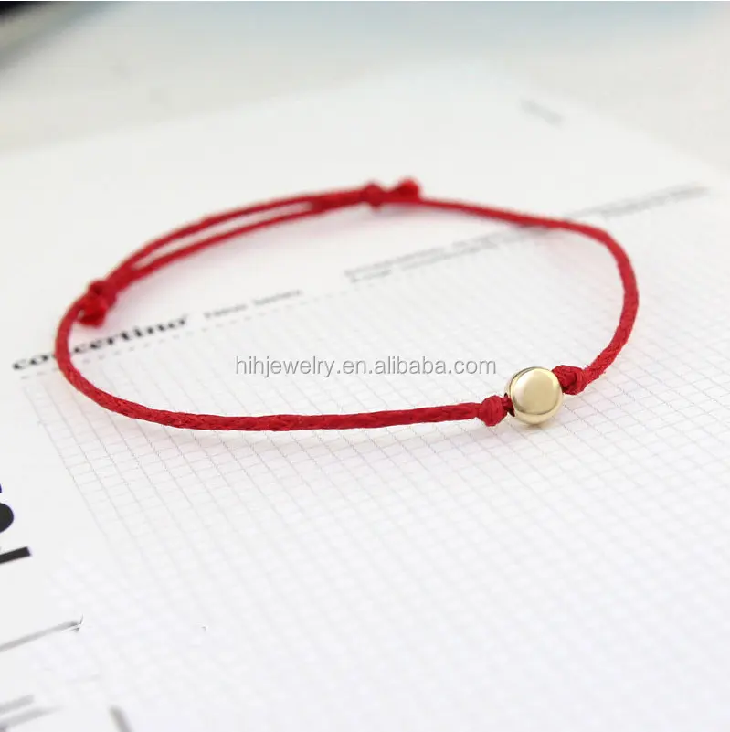 Women bracelet fashion gold small round bead for engraving red string bracelet