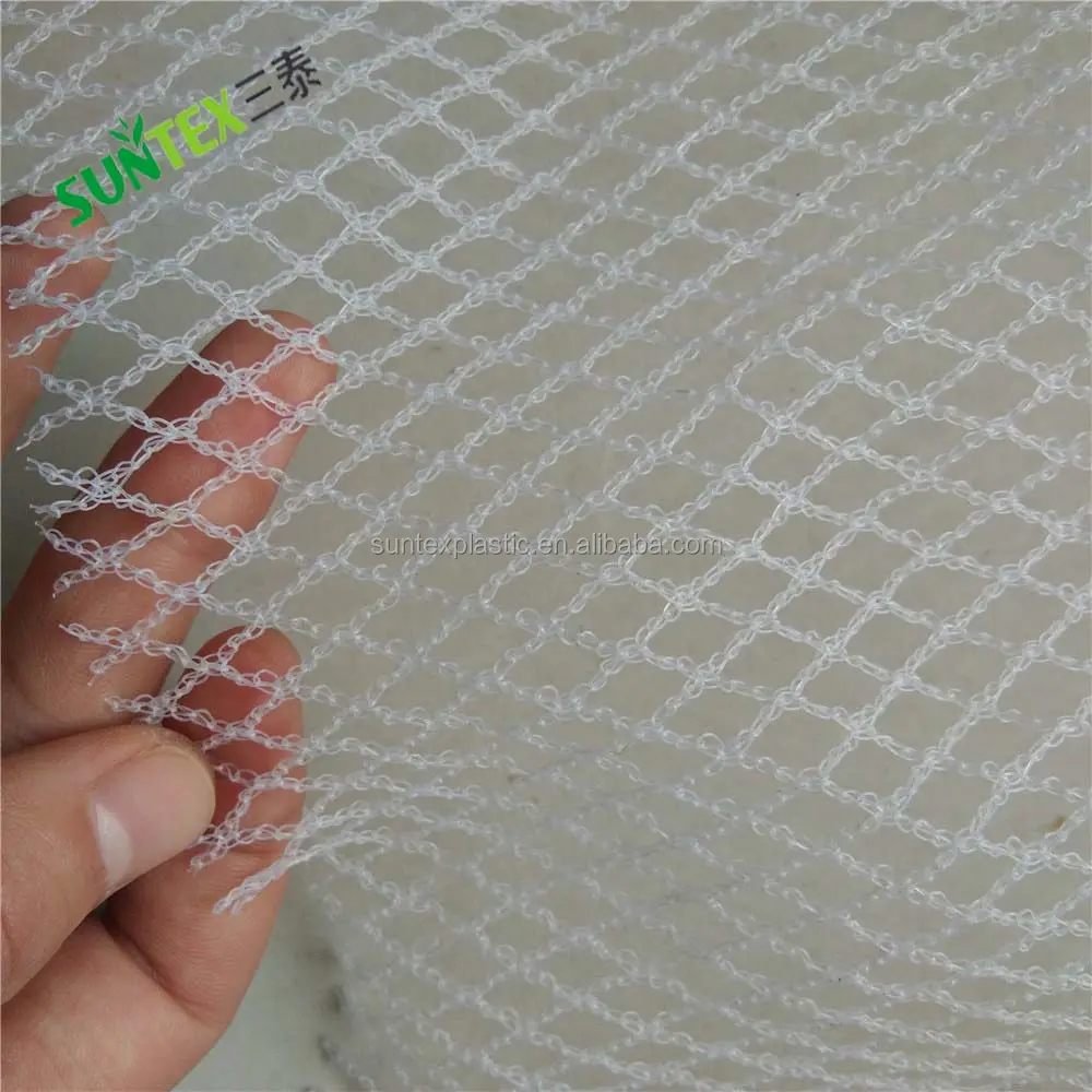 Tissé tricoté blanc filet anti-grêle de couleur, matériel DE HDPE trou de 1cm taille grêle maille de garde, verger de protection anti-grêle en plastique maille