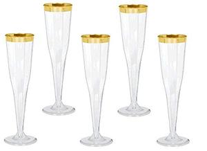 Eleganti flauti di <span class=keywords><strong>Champagne</strong></span> in plastica trasparente 4.5 Oz con montatura in oro, - Product Image 2