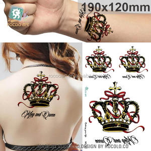 Temporary Tattoos King Queen Crown Tattoo Sticker Waterproof Men