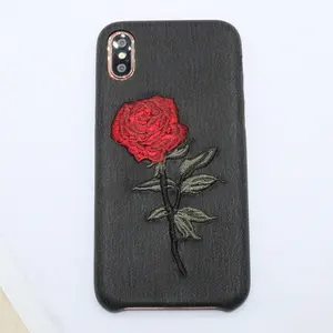 Thêu điện thoại case cho iPhone X mềm tpu bumper cover quay lại cho iPhone 10 trường hợp di động phụ kiện