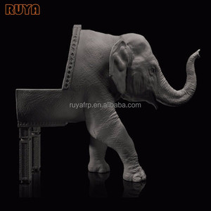 Silla escultural de elefante bebé de fibra de <span class=keywords><strong>resina</strong></span>, sillón de diseñador para escaparate, sofá con respaldo de cuero - Product Image 4