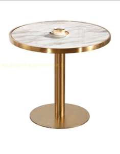 Nóng Bán Vòng Hoặc Vuông Cao Bàn Cà Phê Bistro Cafe Bảng Vàng Cơ Sở Thép Không Gỉ Marble Bảng Nhà Hàng - Product Image 1