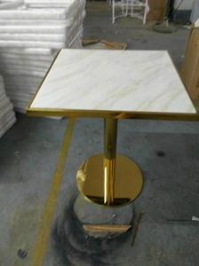 Nóng Bán Vòng Hoặc Vuông Cao Bàn Cà Phê Bistro Cafe Bảng Vàng Cơ Sở Thép Không Gỉ Marble Bảng Nhà Hàng - Product Image 4