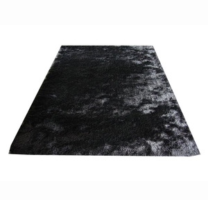 Tappeti pelosi setosi soggiorno di lusso colore nero e grigio per adulti moderni rettangoli Area nera per soggiorno camera da letto - Product Image 1