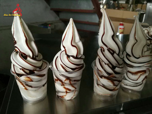 Bơm Thức Ăn Cao Overrun Thương Mại 3 Hương Vị Sữa Chua Đông Lạnh Mềm Phục Vụ Máy Làm Kem Với Hệ Thống Xi-rô Cầu Vồng - Product Image 6