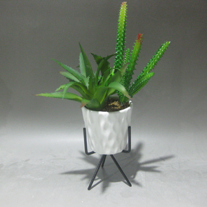 <span class=keywords><strong>Amazon</strong></span> venta pequeño redondo blanco de cerámica planta suculenta olla con soporte de metal - Product Image 1