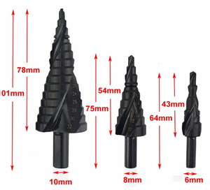 <strong>3</strong> Packs Spiral Step <strong>Drill</strong> Bit <strong>Set</strong> 1/4&quot; Hex Shank <strong>Cone</strong> Black Hss <strong>Drill</strong> Bit for High Speed Steel