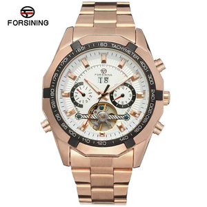 Orologi da <span class=keywords><strong>Uomo</strong></span> Forsining in <span class=keywords><strong>Acciaio</strong></span> Inossidabile Dorato Impermeabili di Marca di Lusso <span class=keywords><strong>Orologio</strong></span> da Polso Meccanico Trasparente - Product Image 2