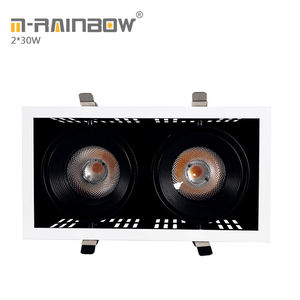 Rectángulo ajustable cob rejilla punto 30 W 60 W 90 W parrilla empotrada led abajo luz 2*30 w cob iluminación led red - Product Image 1