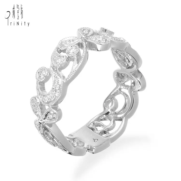 Großhandels preis Neueste Design Ring Einzigartige Geschenke 18 Karat Weißgold Diamant Valentinstag Ring für Damen