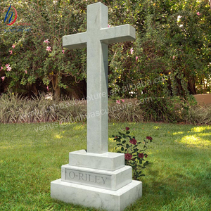 Lápida de Mármol Blanco <span class=keywords><strong>con</strong></span> Cruz y <span class=keywords><strong>Flores</strong></span> para <span class=keywords><strong>Cementerio</strong></span> - Product Image 3