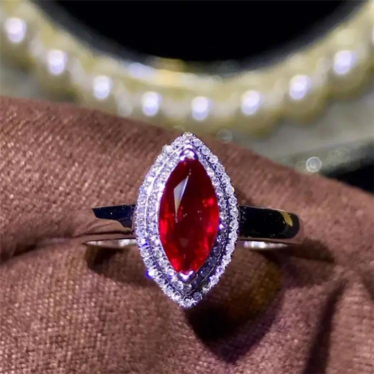 Luxe Vintage Edelsteen Sieraden Groothandel 18 K Goud Vrouwen Vinger Ring 1ct Natural Pigeon Blood Red Ruby Ring