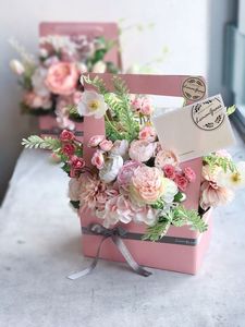 Boîte à fleurs en papier, pliable, carrée, emballage de fleurs, vente en gros, 50 pièces - Product Image 2
