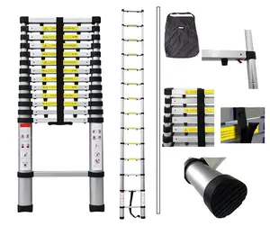 Maximum load 330 lbs - Number of steps: 14 - 12.5 feet, USA, FREE Carry bag, Extra gap telescopic foldable Ladder