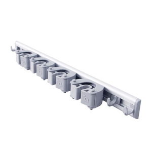 Plastic Multiple Choice <strong>Mop</strong> Broom Holder Grip Clips <strong>Mop</strong> <strong>Wall</strong> Holder <strong>Mop</strong> and Broom Holder 5 Position with 6 Hooks - Product Image 2