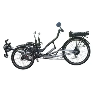 Tadpole elektrikli üç tekerlekli yaslanmış üç tekerlekli bisiklet yetişkin katlanır bisiklet yaslanmış Trike 250W