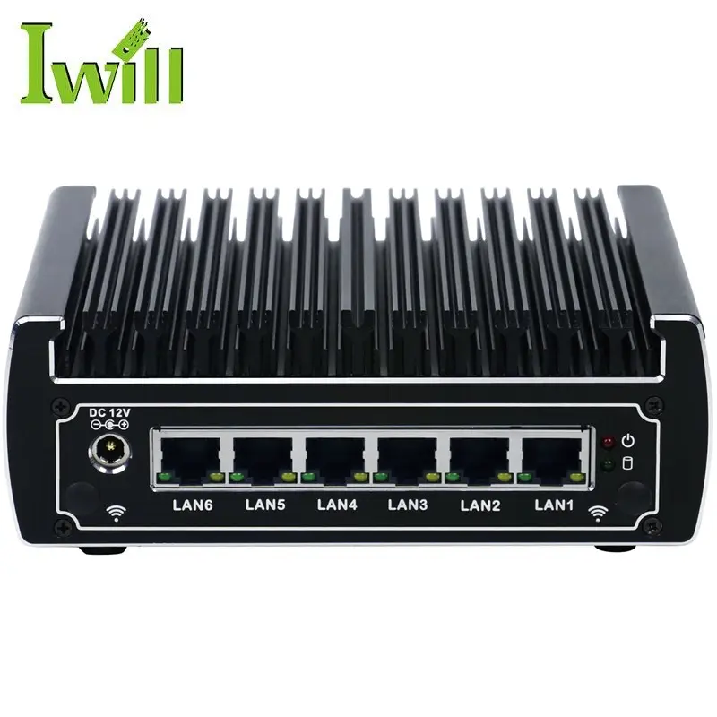 Firewall Mini Pc Core I3 7100u PfSense Router Papan X86 Tanpa Kipas Micro Pc dengan 6 Nic