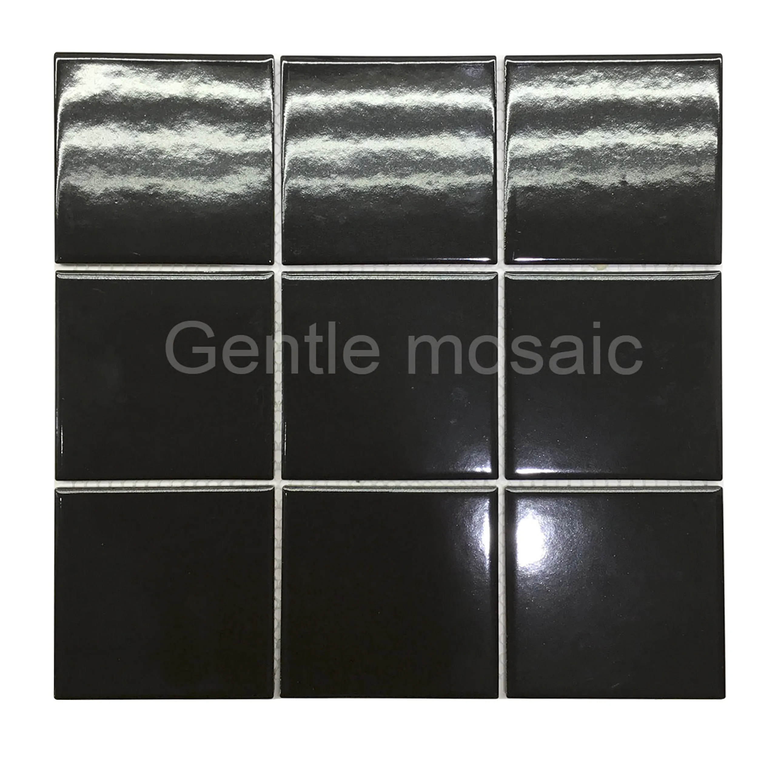 Di alta qualità indoor outdoor decorazione della parete di piastrelle 6 millimetri nero grande di forma quadrata lucido tessere di mosaico in ceramica