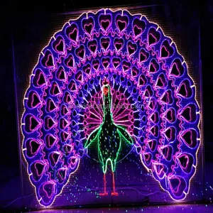 2023 New supplier outdoor waterproof festival wedding holiday party decorative Peacock opening 2d led Christmas motif light