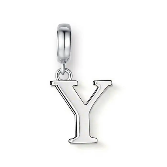 Alphabet Beads Letter Initial Dangle Silver Initial Charm For Snake Chain Bracelets Jewelry Making