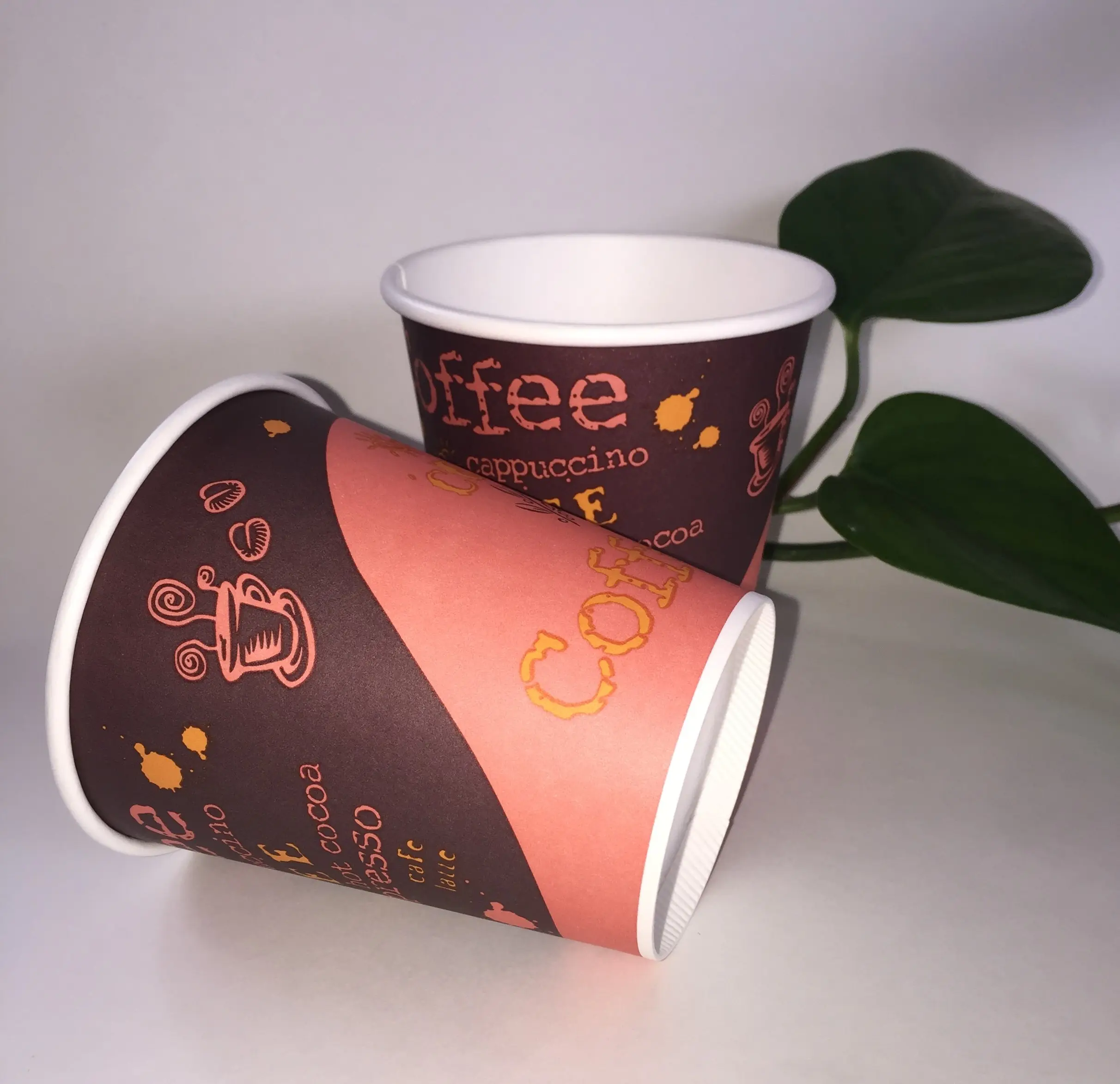 Taza de papel de café caliente con logotipo del cliente chino, máquina de café expreso, capuchino, latte