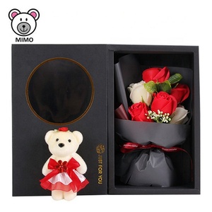 Ramo de <span class=keywords><strong>Flores</strong></span> Artificiales de Jabón Rojo Mini Bonito <span class=keywords><strong>y</strong></span> Económico con MOQ Bajo, Nuevo Ramo de Osito de Peluche para Regalo de San Valentín <span class=keywords><strong>y</strong></span> Boda 2019 - Product Image 3
