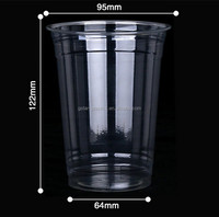 Gobelets en plastique transparent pour milkshake et smoothie, 95 mm, PET, jetables, avec pailles, 12 oz, 16 oz, 20 oz, logo personnalisé, gobelets pour café glacé