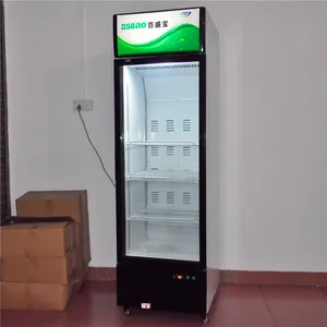 Vertikal Single Glass Door Minuman Pendingin Tegak Tampilan Freezer Showcase