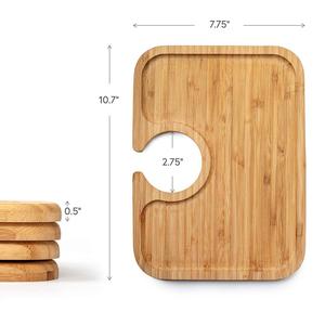 Assiettes à apéritif en bois de bambou léger avec support découpé pour verre à vin pour assiettes à <span class=keywords><strong>cocktail</strong></span>, dégustation de vin, fête, mariage, douche nuptiale - Product Image 2