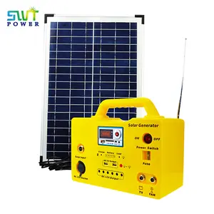Générateur solaire portatif 20W 12V, Mini générateur, Kit solaire pour petite maison avec Radio et port USB, 220 V