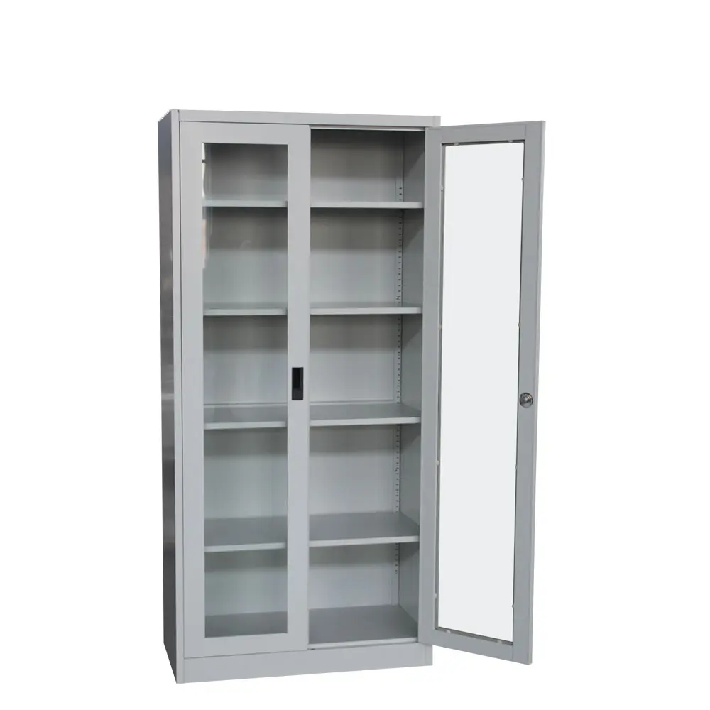 GDLT del Gabinete de archivo de precio de fábrica de almacenamiento de Metal de la puerta de vidrio del gabinete del armario de doble puerta corredera