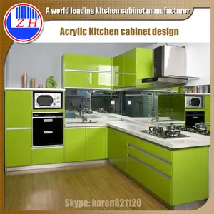 Design de armário de cozinha pequeno, design de armário de cozinha com alto brilho acrílico