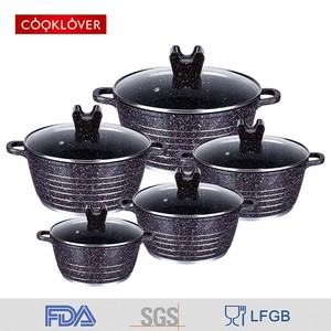 Ensemble de 10 casseroles classiques <span class=keywords><strong>en</strong></span> aluminium moulé antiadhésif avec couvercle <span class=keywords><strong>en</strong></span> métal et <span class=keywords><strong>en</strong></span> verre pour cuisinière électrique et à gaz, <span class=keywords><strong>cocotte</strong></span> <span class=keywords><strong>en</strong></span> <span class=keywords><strong>fonte</strong></span> - Product Image 4