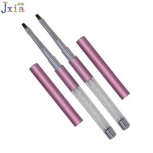 Cepillo de abanico de uñas de pintura de Gel UV de diseño de cristal con mango de Metal rosa de alta calidad <span class=keywords><strong>para</strong></span> <span class=keywords><strong>aplicar</strong></span> brillos - Product Image 5