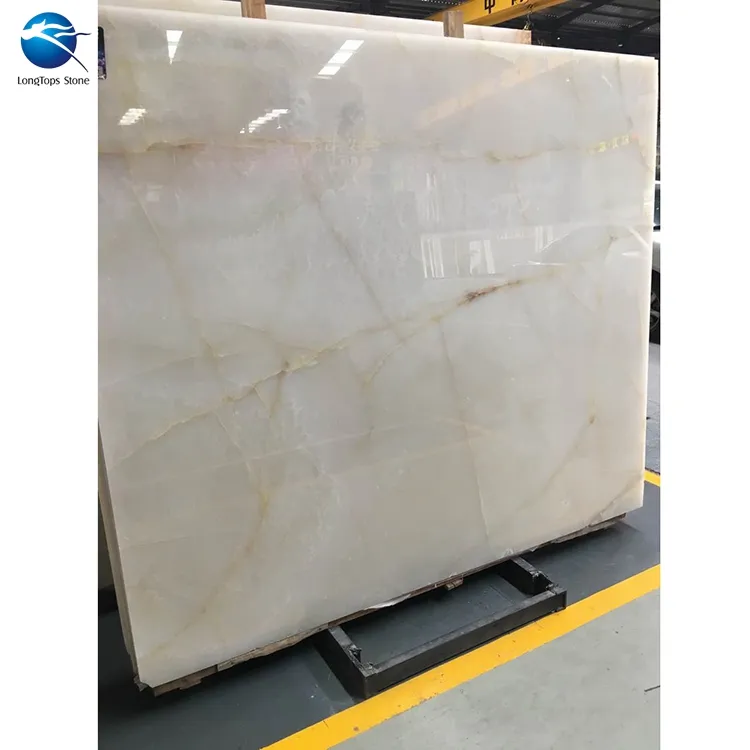 Backlit สีขาว Onyx ติดผนังสีขาว Onyx Marble หินธรรมชาติกระเบื้องและ Slab